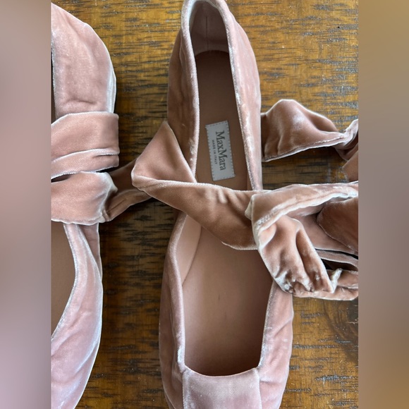 Max Mara Velvet lace up ballet flats - Picture 5 of 8